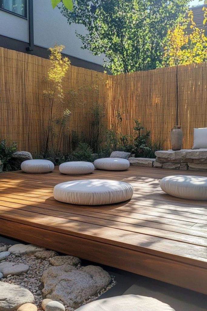 Zen stone meditation pool deck