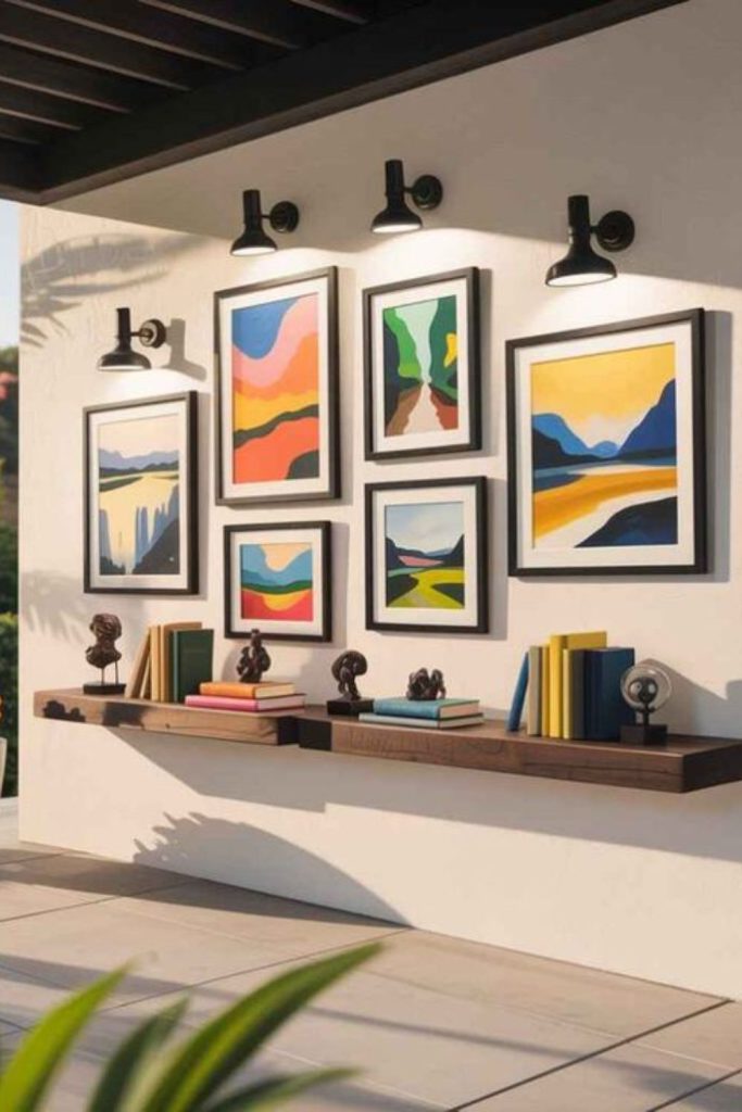 Abstract artwork paired with decor.