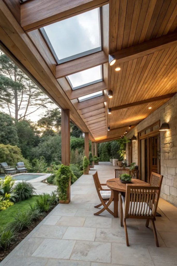 Alpine cabin style wooden patio retreat