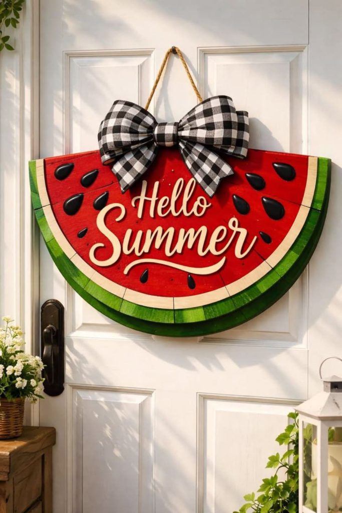 Watermelon and flag summer door hanger.