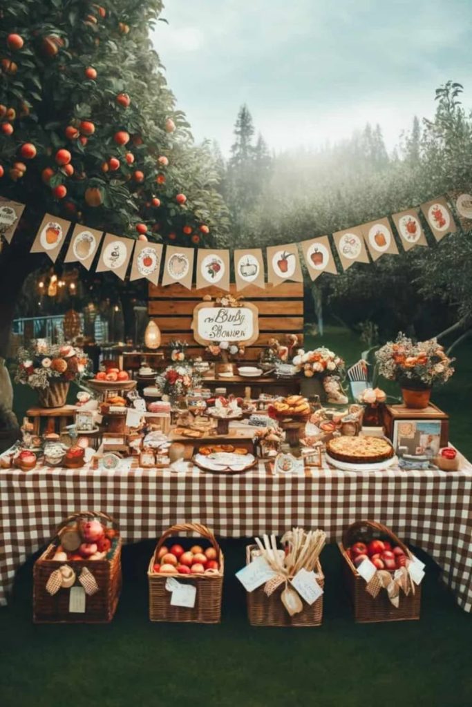 Baby shower orchard inspired rustic celebration