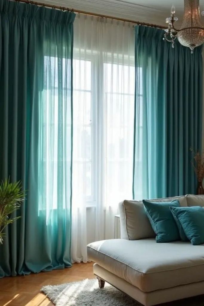 Aqua sheers coastal fresh airy feel