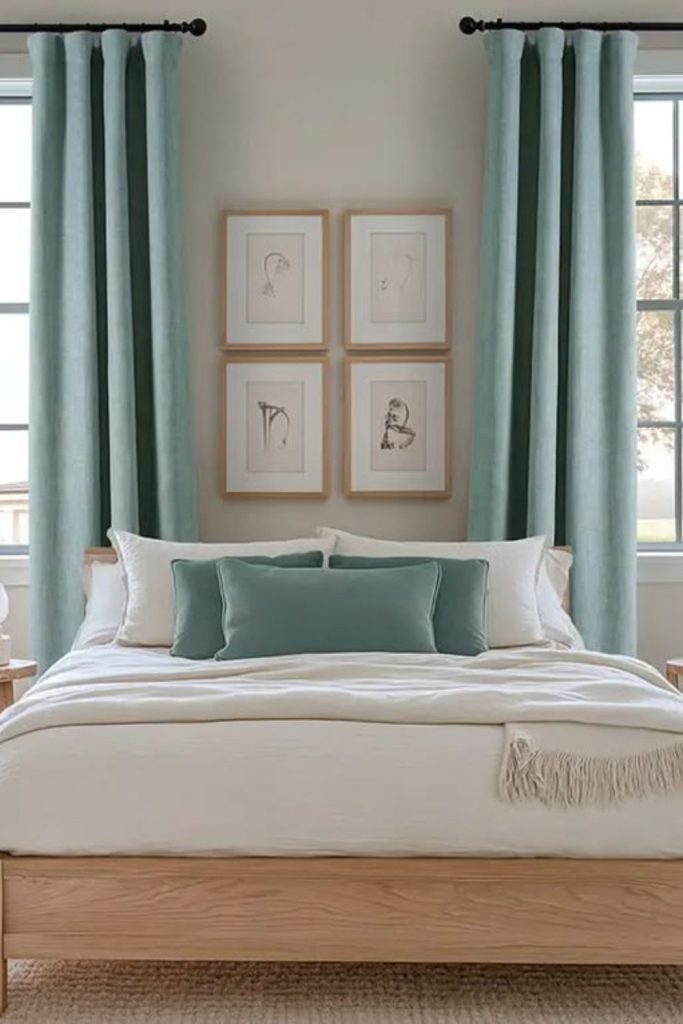 Aqua linen curtains fresh breezy look