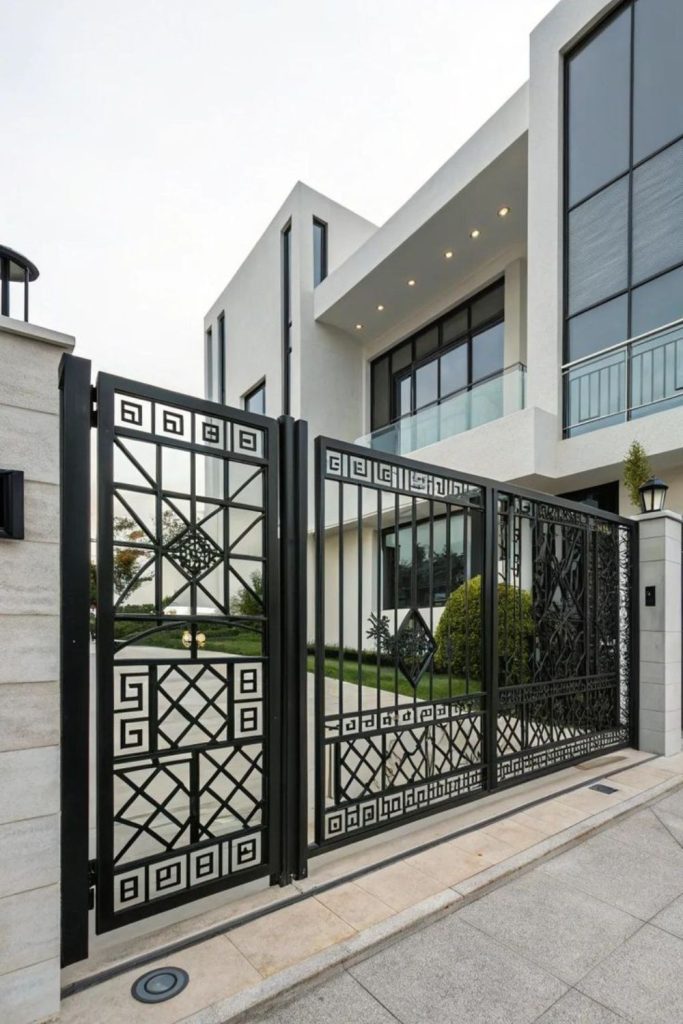 Geometric art deco stylish iron entrance gate