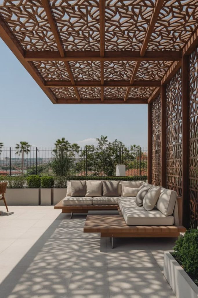 Sculptural artistic canopy modern outdoor patio