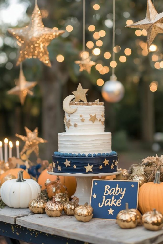 Starry pumpkin orange festive photo wall