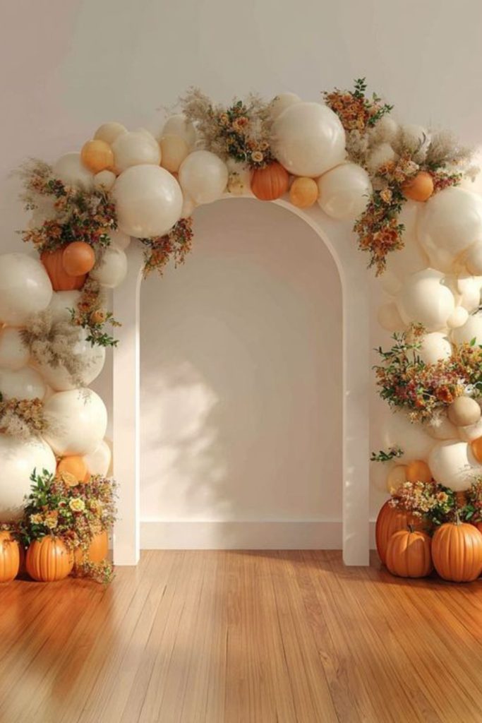 Leaf tunnel pumpkin immersive photo walkway