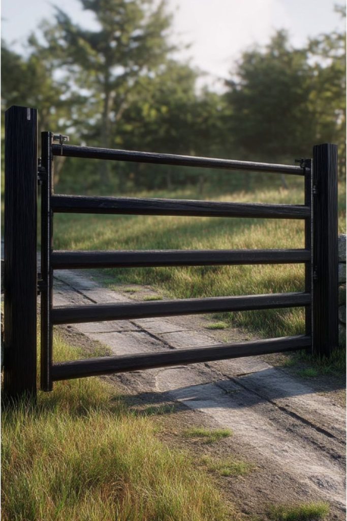 Minimal black modern rural entrance gate