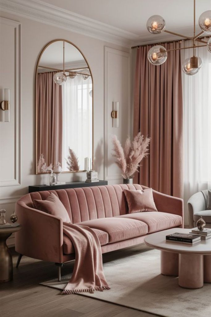 Soft pink drapes romantic gentle mood