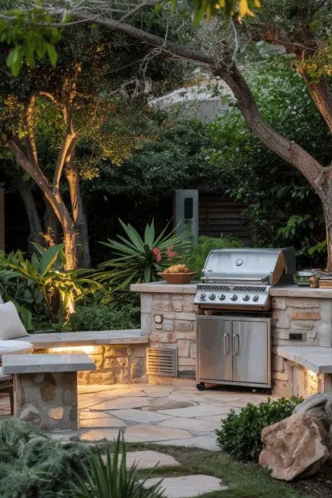Botanical garden cozy barbecue grill nook