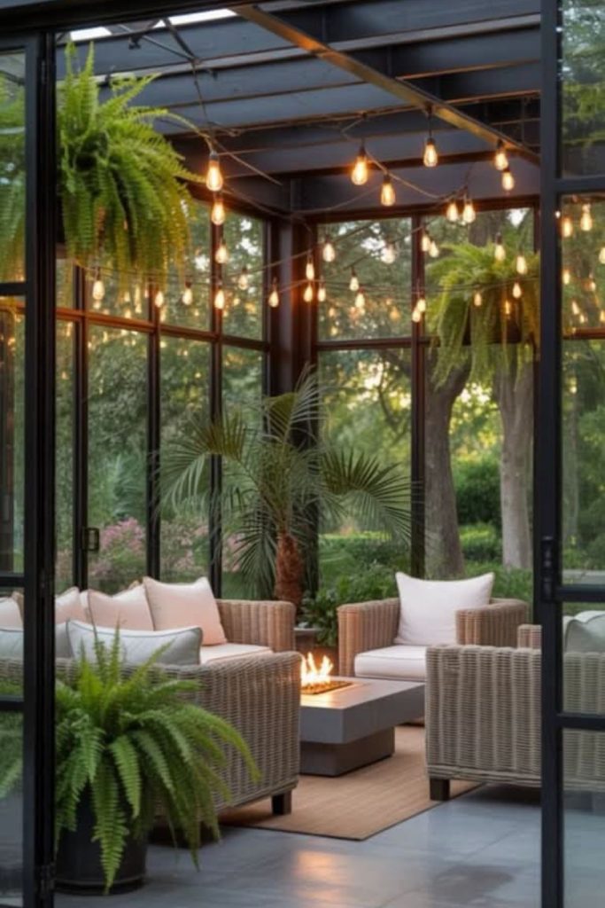 Glasshouse botanical patio tropical indoor outdoor space