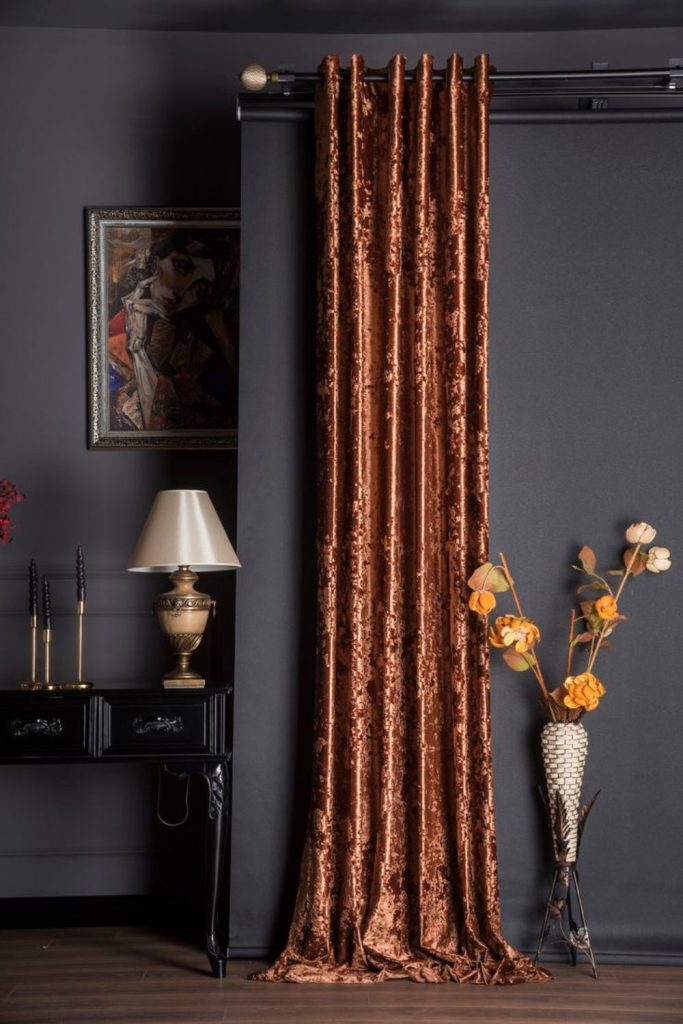 Bronze silk curtains royal elegant shine