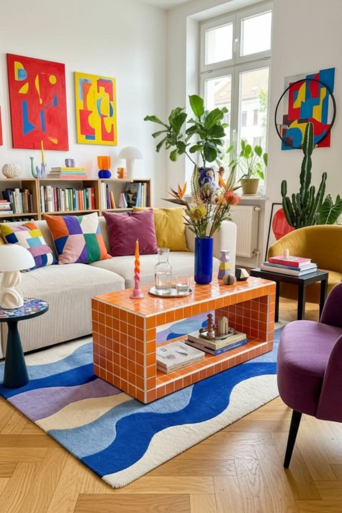 Carnival-inspired apartment with colorful accents.