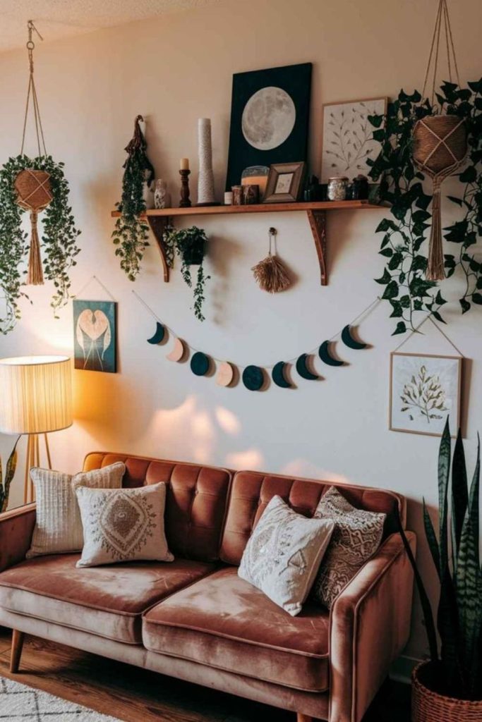Celestial moon phases decorative wall display.