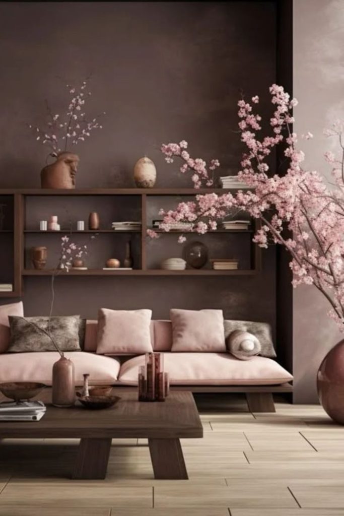 Cherry blossom inspired blush-toned apartment.