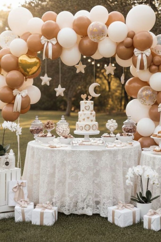 Baby shower café inspired cozy autumn style
