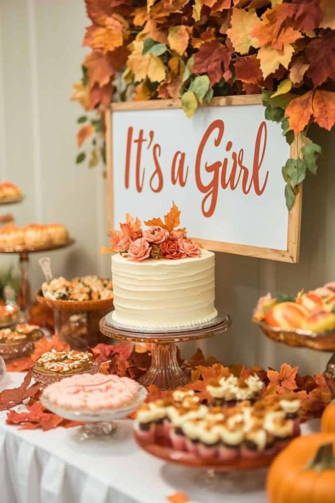 Baby shower warm aromatic autumn décor