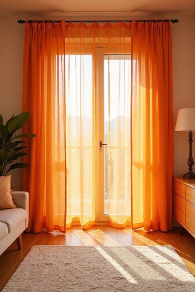 Bright linen curtains citrus fresh energy