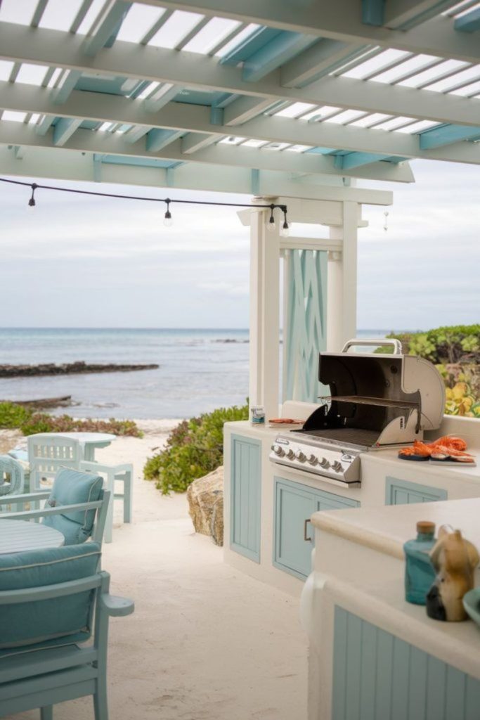 Cliffside coastal balcony grill cooking space