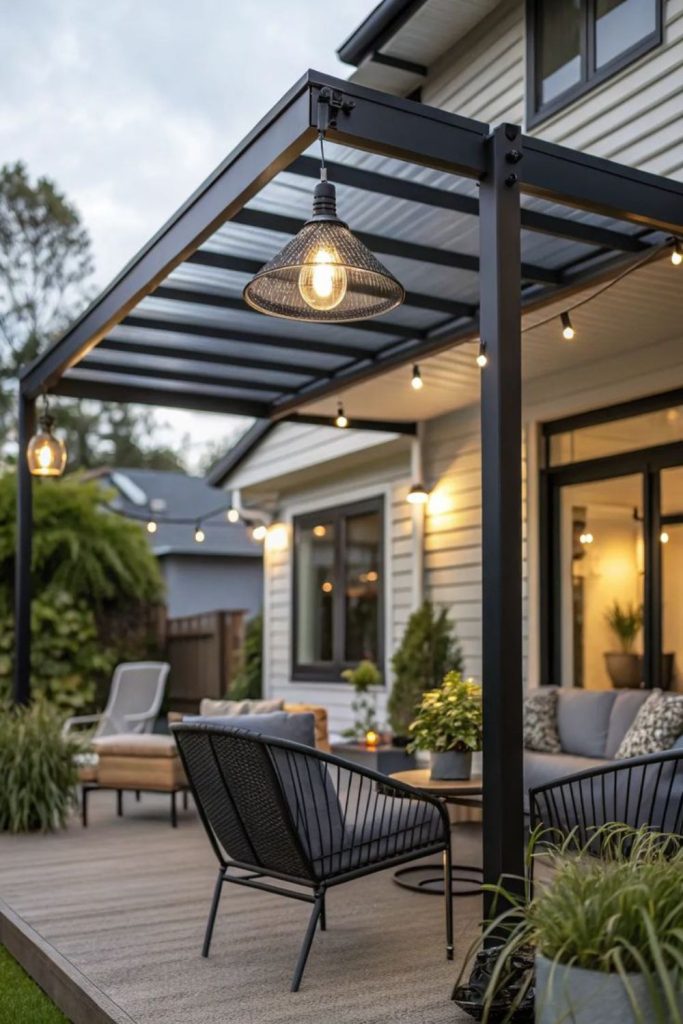 Black frame minimalist modern patio lounge