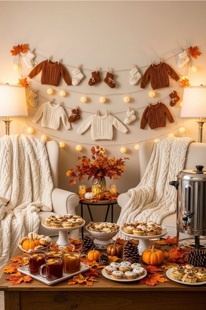 Knit textured cozy fall lounge setup