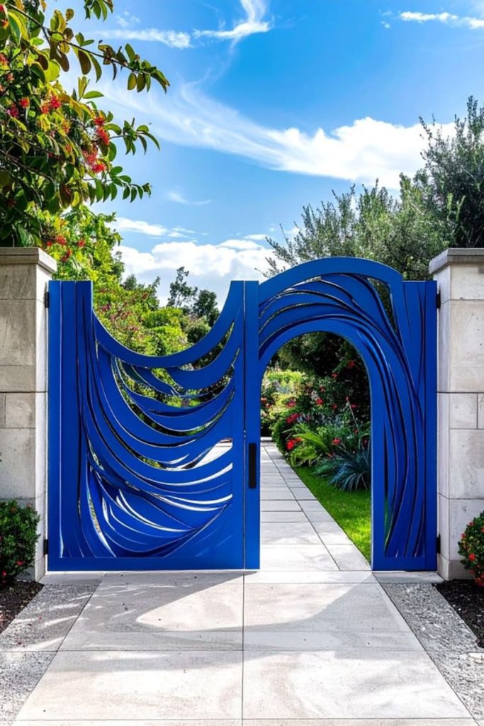 Curved wave inspired modern artistic gate
