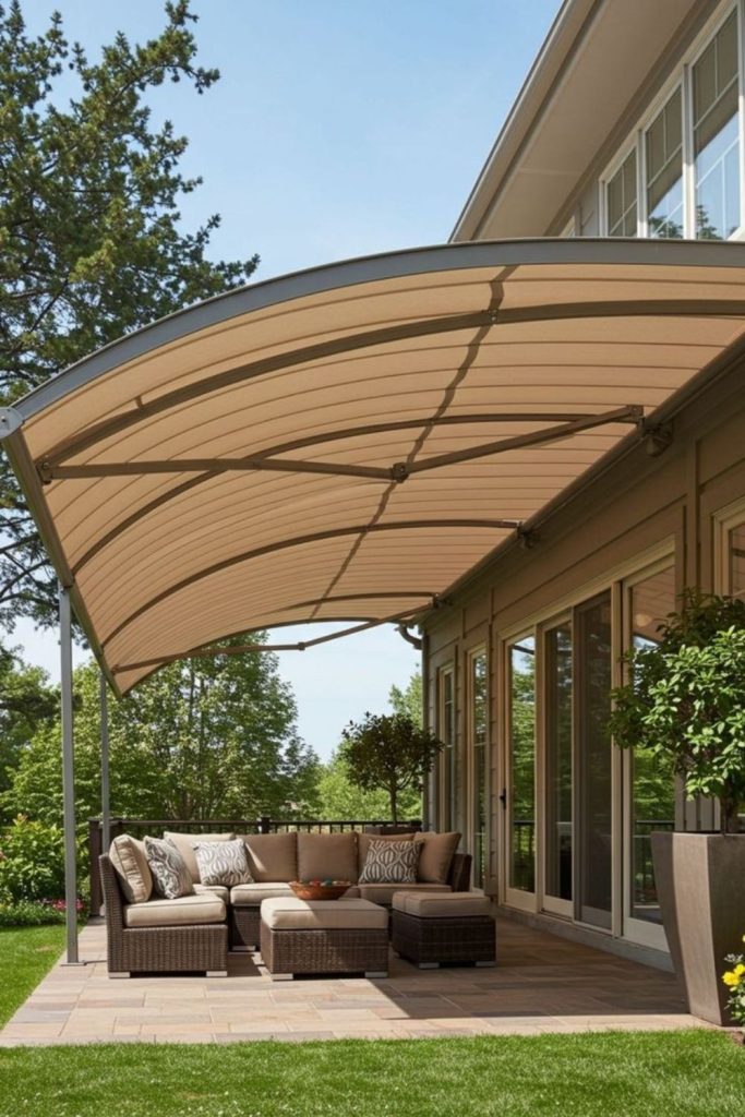 Curved wave roof contemporary patio design