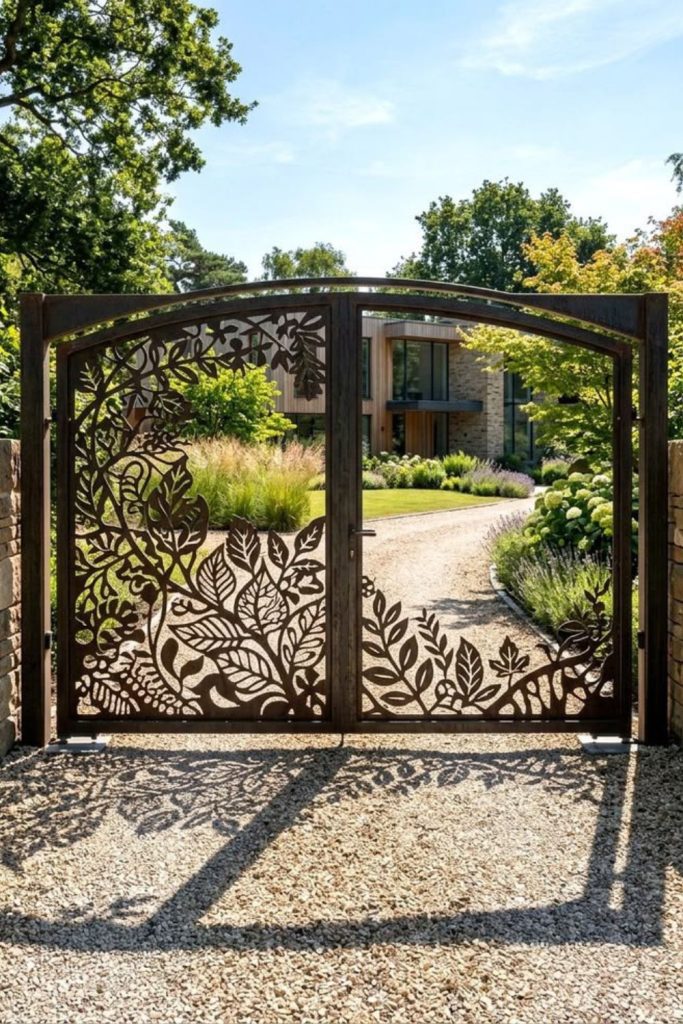 Laser cut decorative metal farm gate