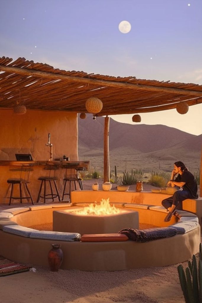 Adobe style desert covered outdoor kitchen.