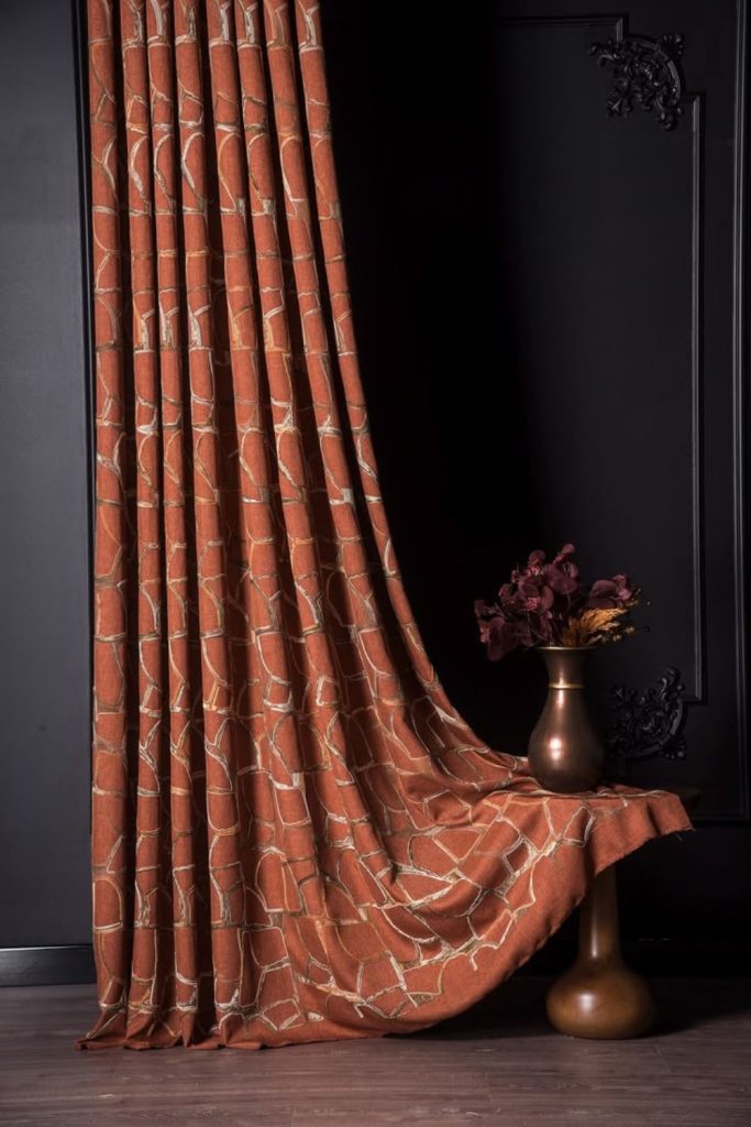 Earth tone layered curtains rustic warmth