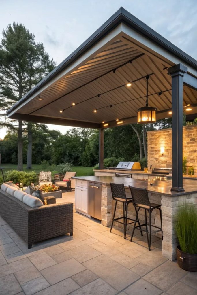 Glass pavilion desert modern grill structure