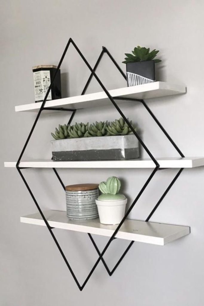 Diamond frame geometric wall shelf.