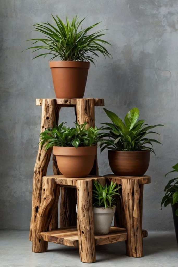 Coastal driftwood natural plant display stand