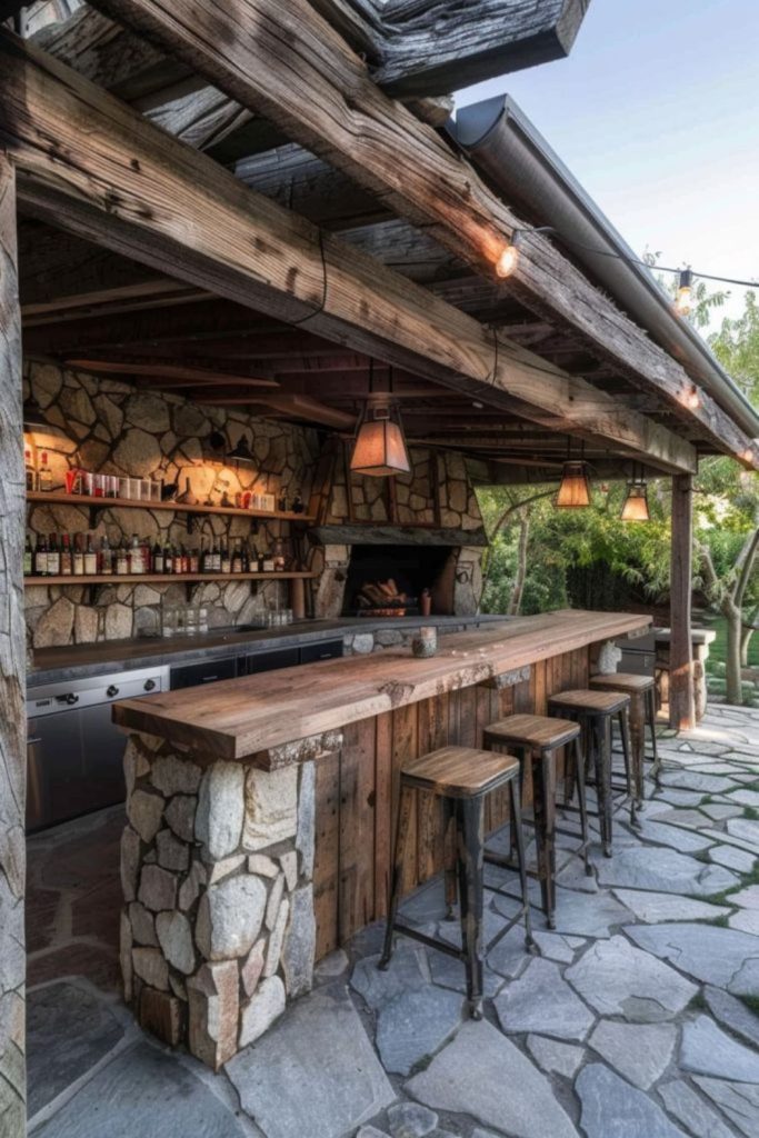 Coastal driftwood inspired grilling deck design