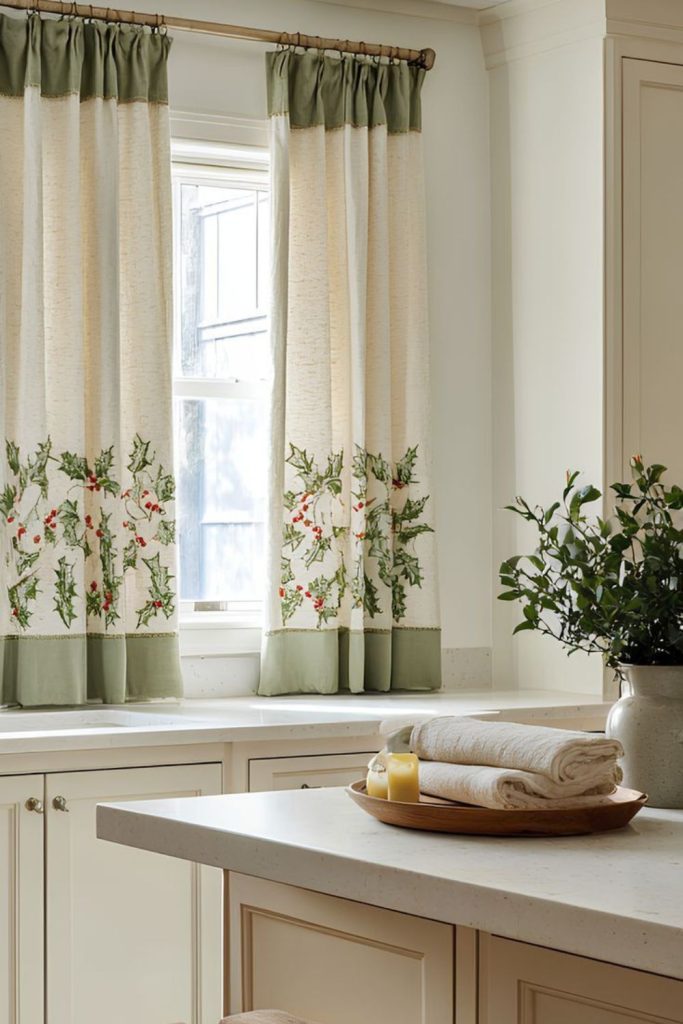 Dual tone kitchen curtains split color modern look