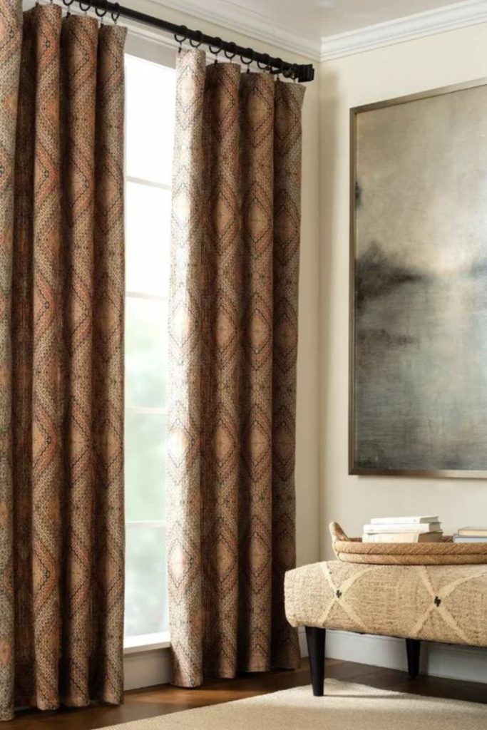 Woven rustic curtains natural earthy texture