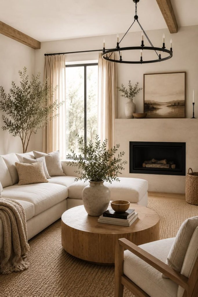 Neutral transitional interior with timeless elegance.