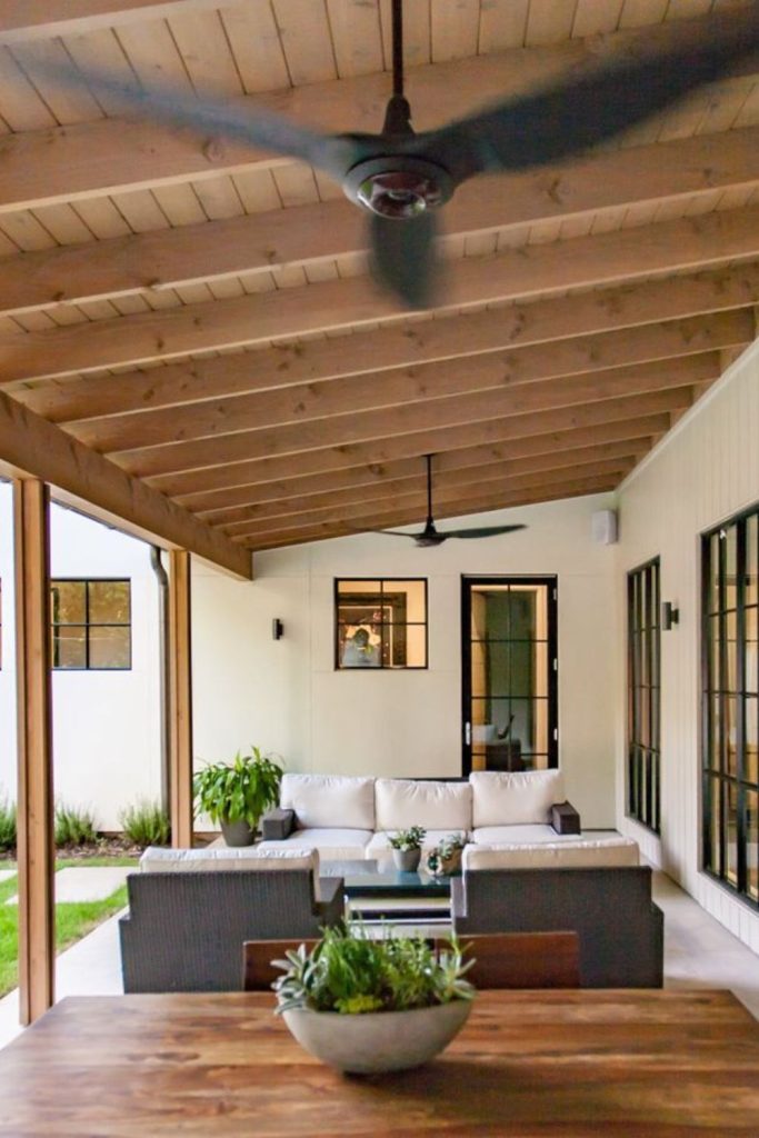 Family timber hall large gathering patio