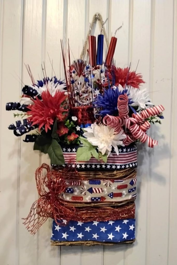 Rustic crate filled patriotic accents.