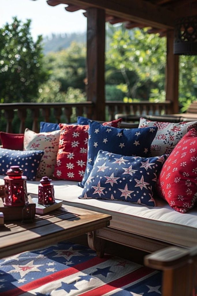 Star patterned cushions bursting festive energy