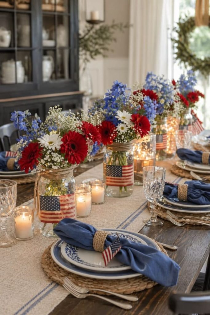 Table decor mimicking bursting firework display