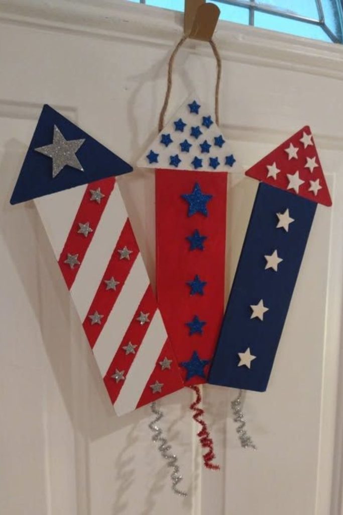 Fireworks night sky patriotic door decor.