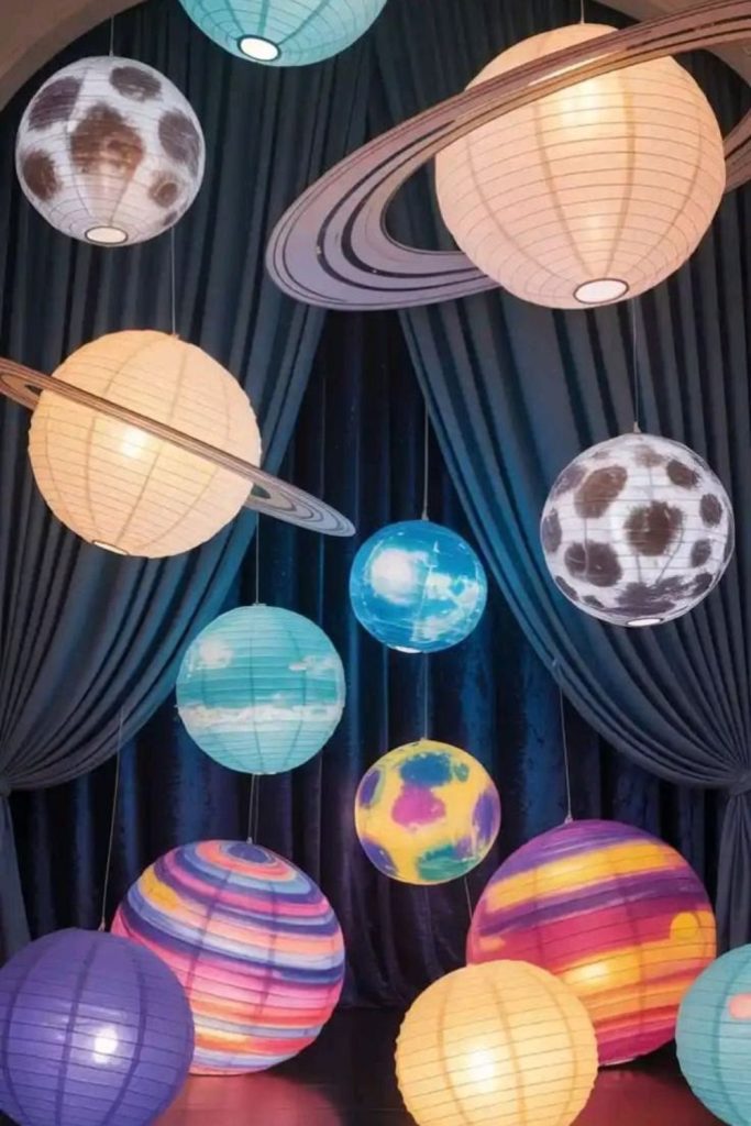 Floating lantern galaxy magical wall decor.