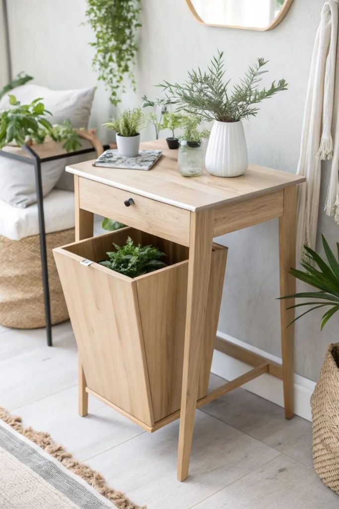 Folding table plant display station.