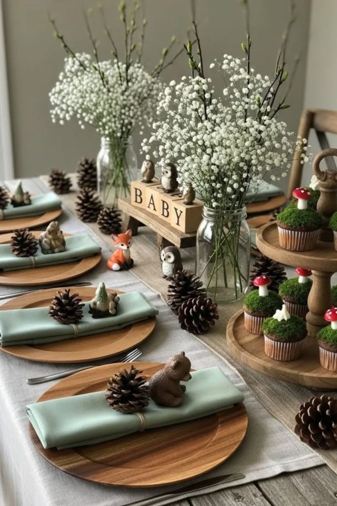 Rustic woodland cozy indoor celebration