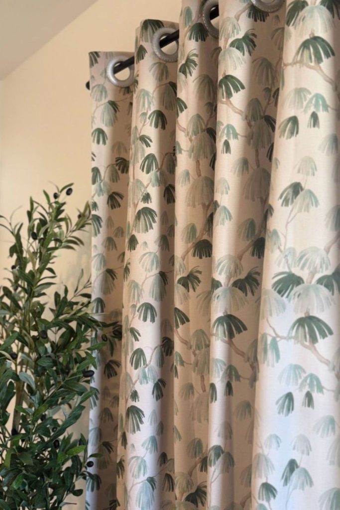 Green cotton curtains nature calm vibe