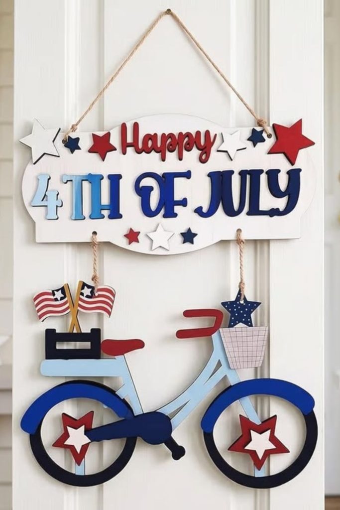 Vintage bicycle with patriotic flowers.