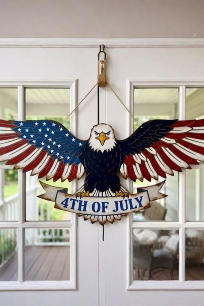 Majestic eagle patriotic front door hanger.