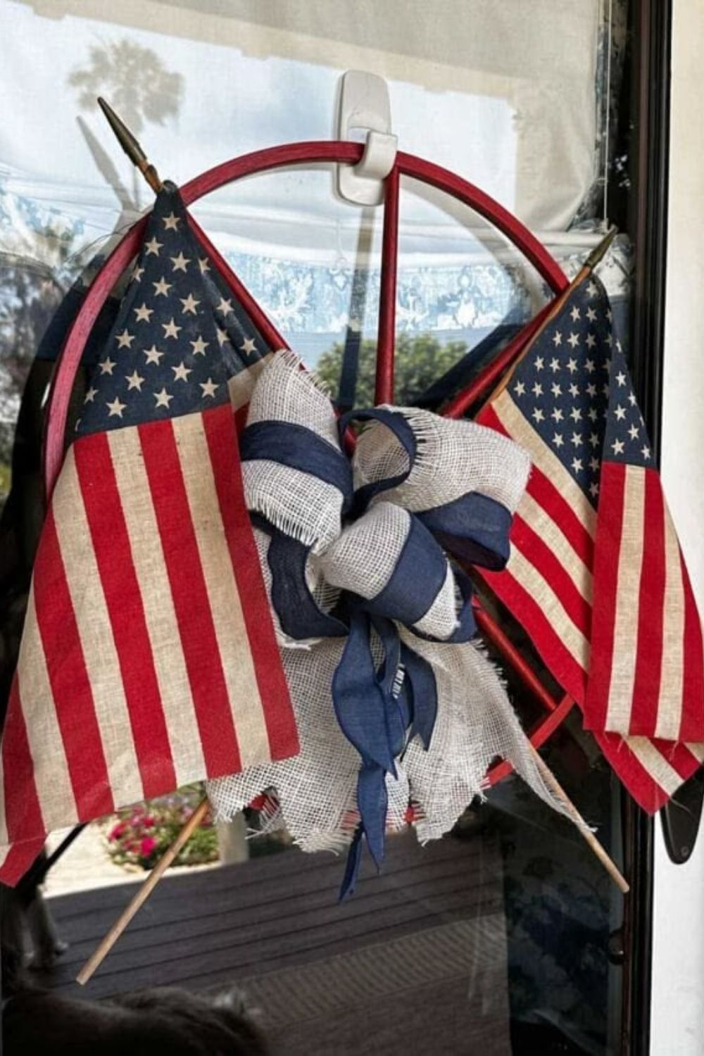 Spinning windmills with patriotic outdoor charm