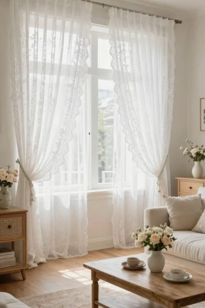 Bright white curtains clean crisp elegance